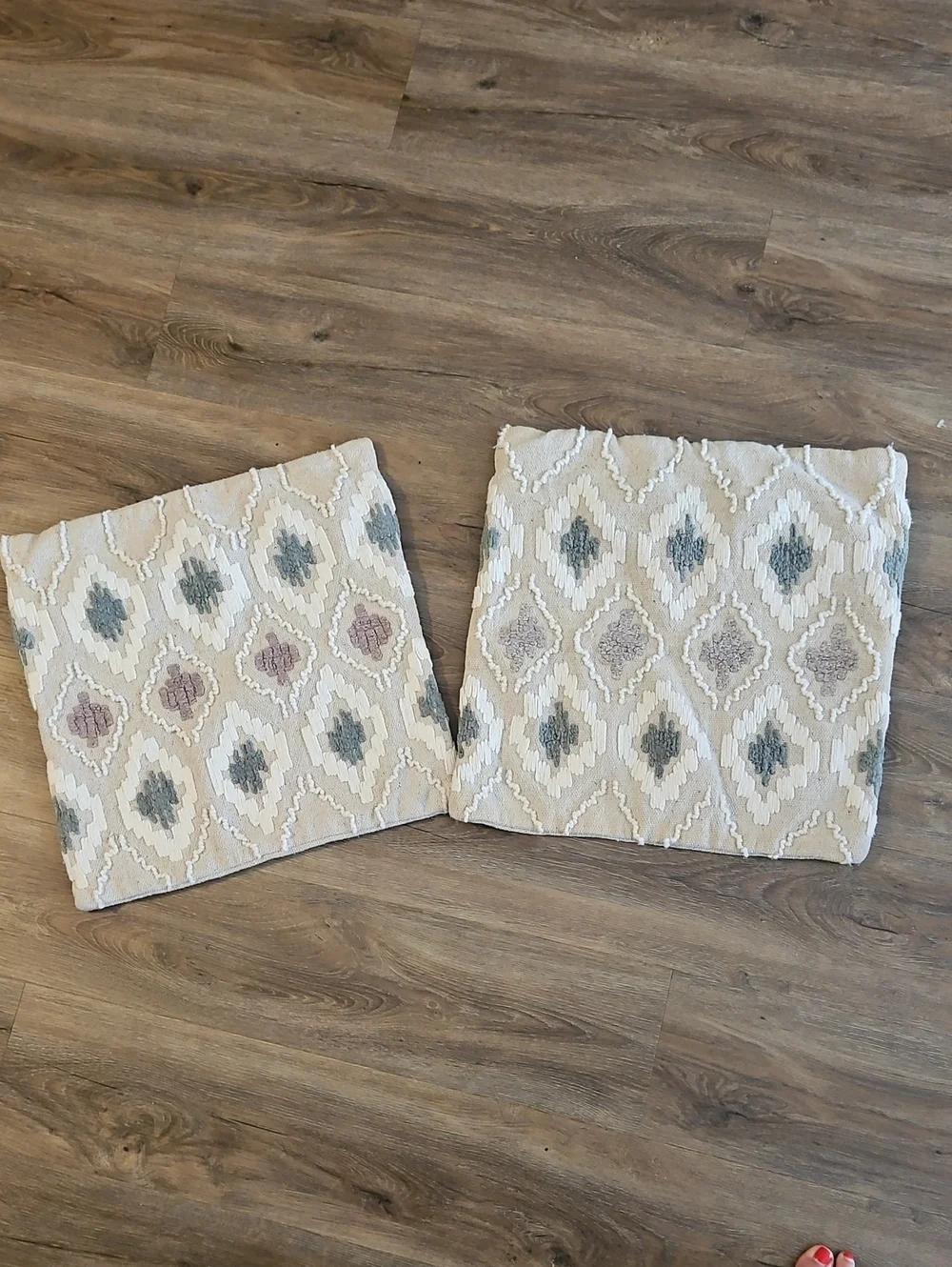 Neutral Ikat Pattern Throw Pillow Covers - Set of 2